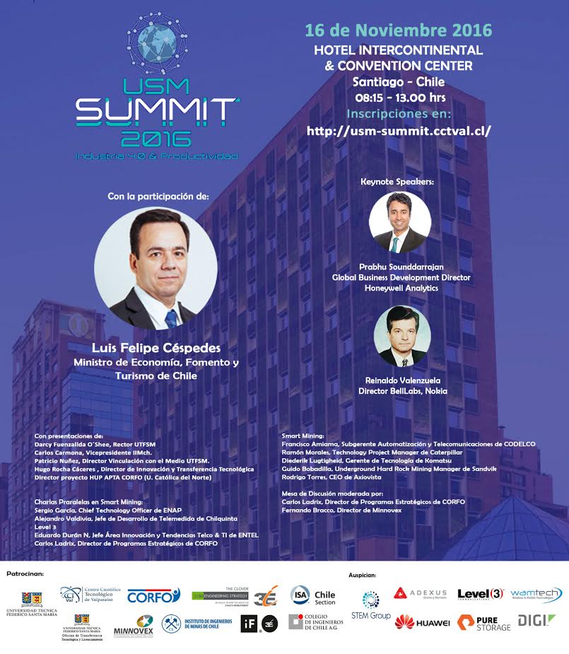 Ministro de Economía participará en primera versión del seminario USM Summit 2016
