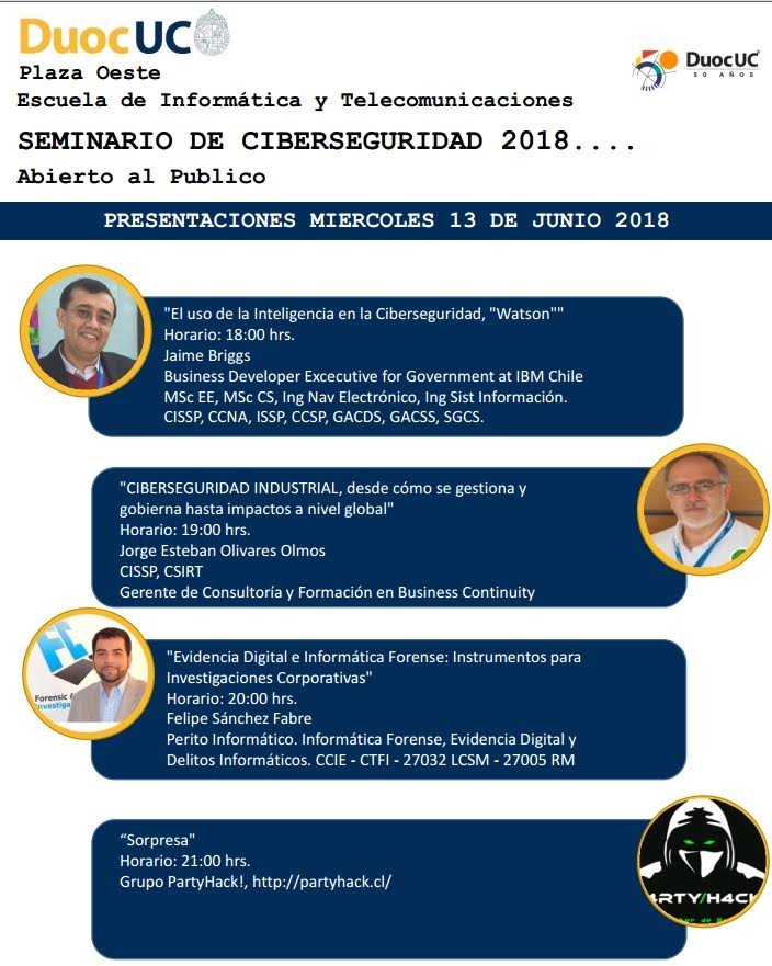 Duoc UC invita a Seminario de Ciberseguridad 2018