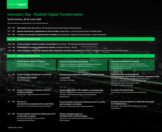 Schneider Electric realize “Innovation Day: Resilience Digital Transformation South America 2020”