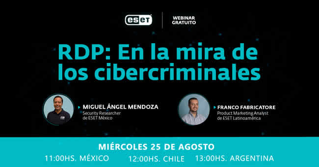 ESET invita a charla “RDP: en la mira de los cibercriminales”