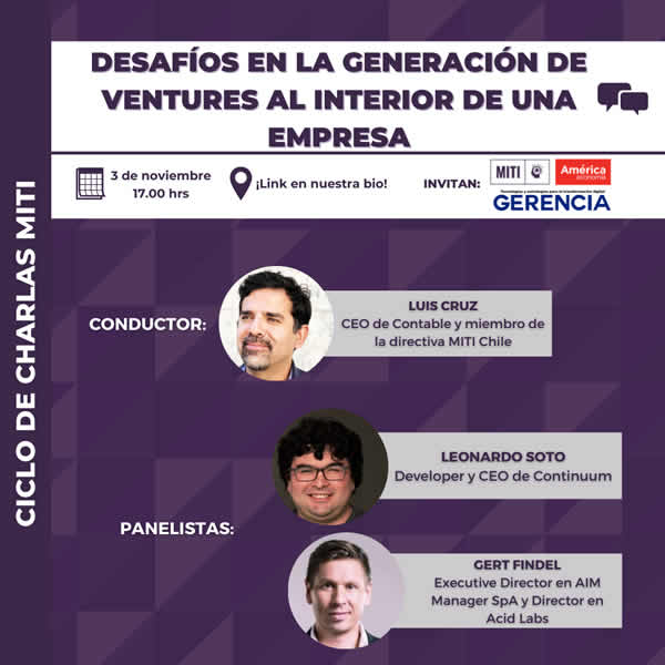 MITI y Revista Gerencia invitan a charla sobre retos en generación de ventures al interior de una empresa