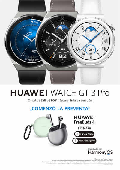 Comienza la preventa del Huawei Watch GT 3 en Chile
