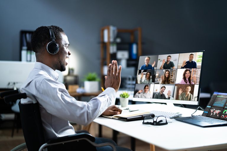 Online Video Conference Work Webinar On Desktop
